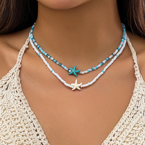 LUXE CORAL REEF NECKLACE - BLUE, BROWN